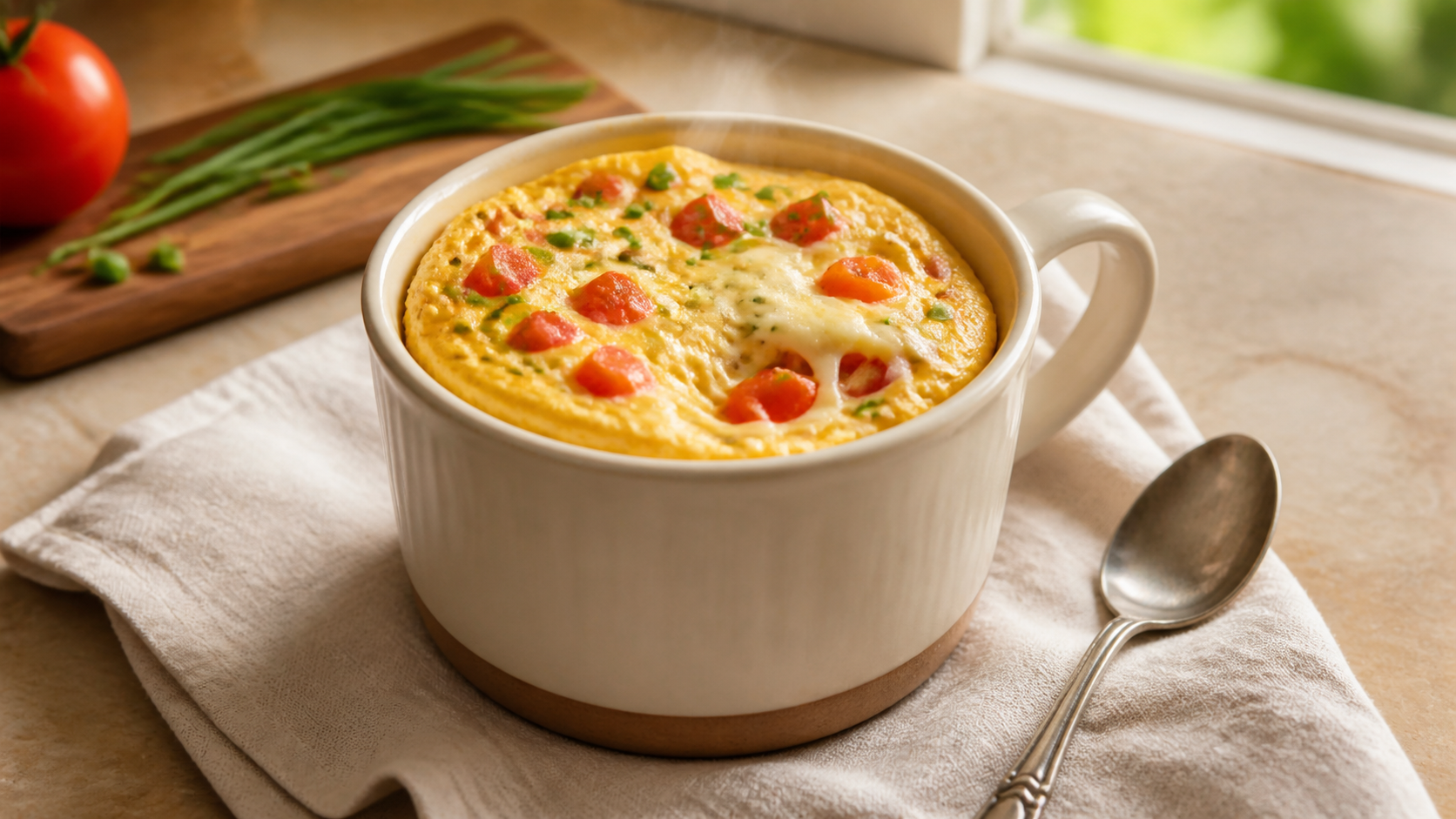 Omelete de caneca no micro-ondas